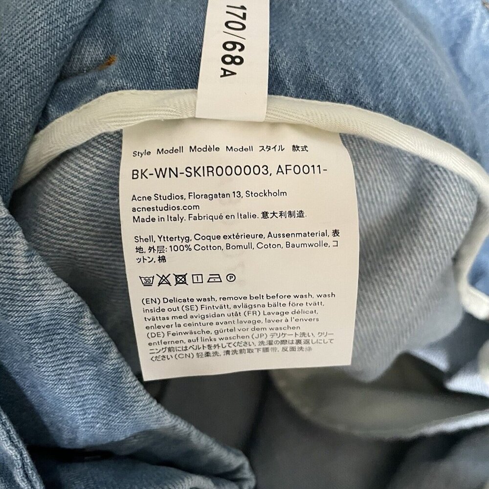 ACNE STUDIOS Bla Konst Light Denim Jean Pleated Belted Skirt Size 36 - Picture 9 of 12